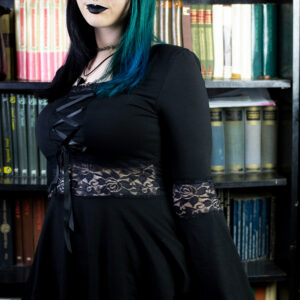 Majica sa pertlama - Black Rose Scholar Blouse